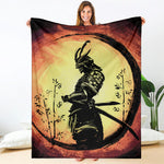 Sunset Samurai Warrior Print Blanket