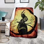 Sunset Samurai Warrior Print Blanket