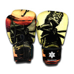 Sunset Samurai Warrior Print Boxing Gloves