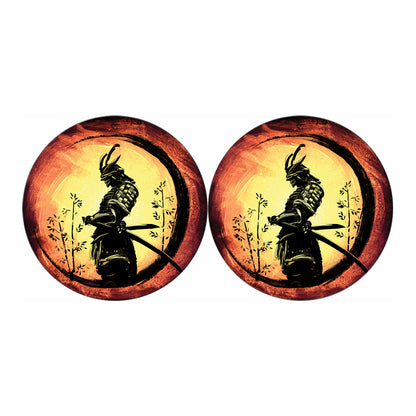 Sunset Samurai Warrior Print Car Coasters