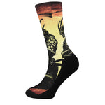 Sunset Samurai Warrior Print Crew Socks