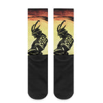 Sunset Samurai Warrior Print Crew Socks
