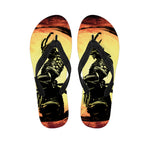 Sunset Samurai Warrior Print Flip Flops