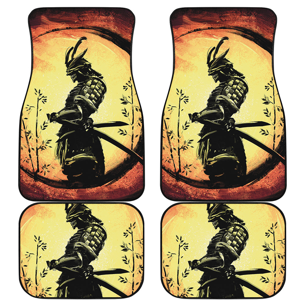 Sunset Samurai Warrior Print Front and Back Car Floor Mats