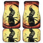 Sunset Samurai Warrior Print Front and Back Car Floor Mats