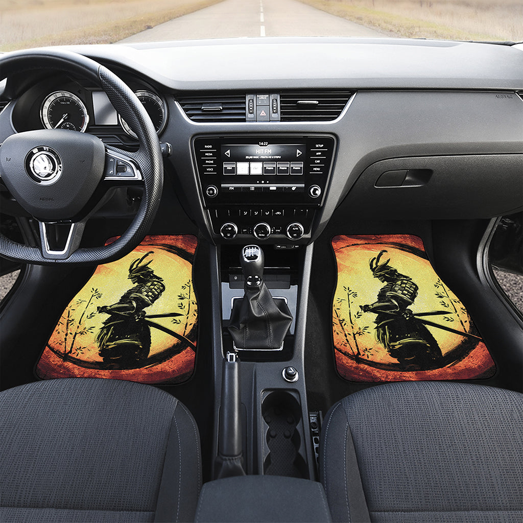 Sunset Samurai Warrior Print Front and Back Car Floor Mats