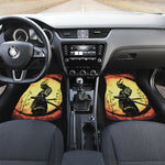 Sunset Samurai Warrior Print Front and Back Car Floor Mats