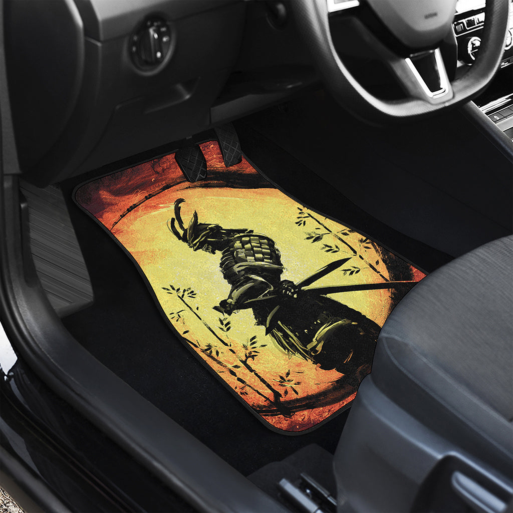 Sunset Samurai Warrior Print Front and Back Car Floor Mats