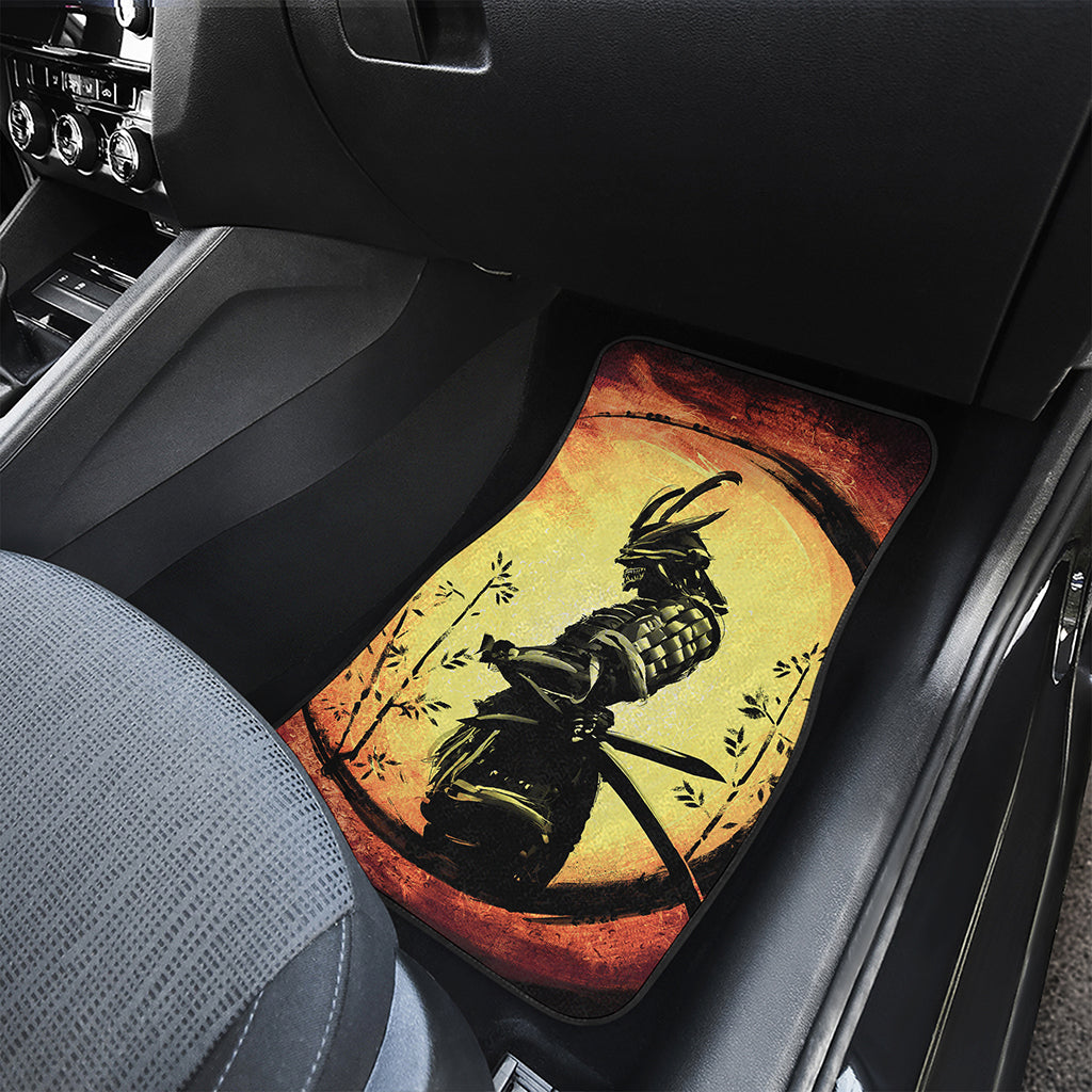 Sunset Samurai Warrior Print Front and Back Car Floor Mats