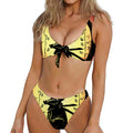 Sunset Samurai Warrior Print Front Bow Tie Bikini