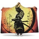 Sunset Samurai Warrior Print Hooded Blanket