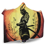 Sunset Samurai Warrior Print Hooded Blanket