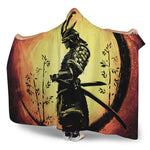 Sunset Samurai Warrior Print Hooded Blanket