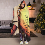 Sunset Samurai Warrior Print Hooded Blanket