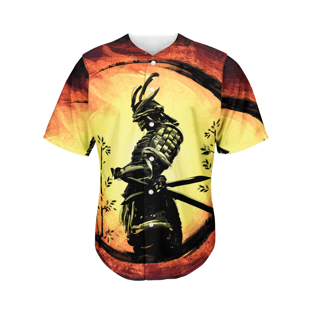 Sunset Samurai Warrior Print Men's Baseball Jersey