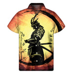 Sunset Samurai Warrior Print Men's Short Sleeve Shirt