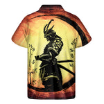 Sunset Samurai Warrior Print Men's Short Sleeve Shirt