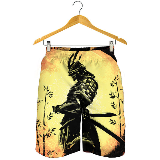 Sunset Samurai Warrior Print Men's Shorts
