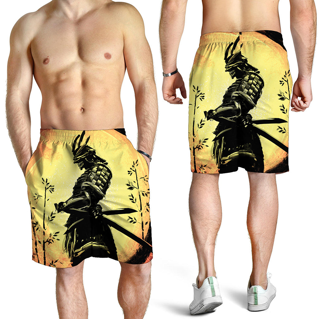 Sunset Samurai Warrior Print Men's Shorts