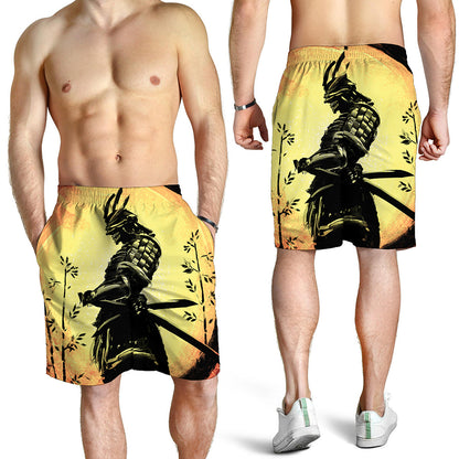 Sunset Samurai Warrior Print Men's Shorts