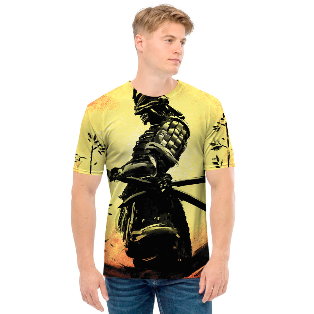 Sunset Samurai Warrior Print Men's T-Shirt