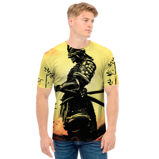 Sunset Samurai Warrior Print Men's T-Shirt