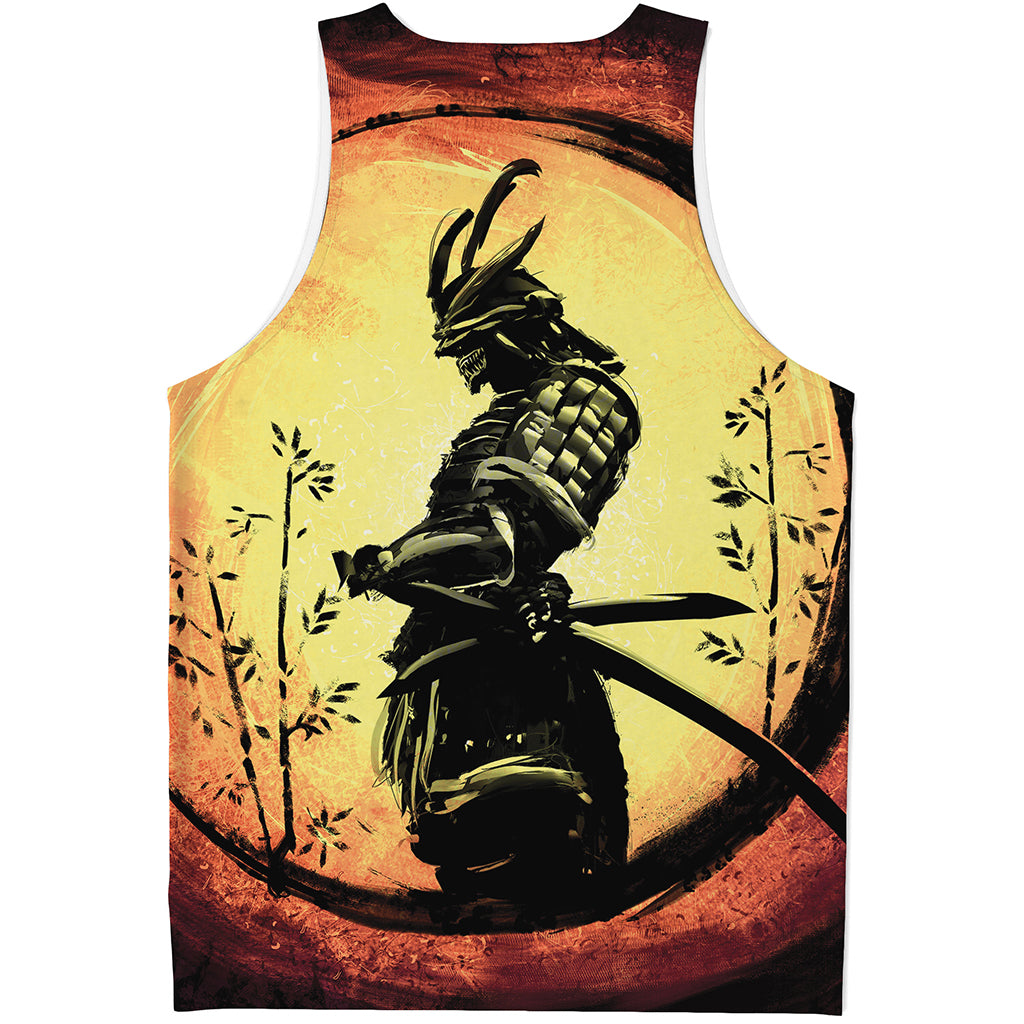 Sunset Samurai Warrior Print Men's Tank Top