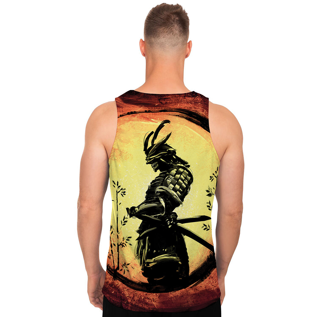 Sunset Samurai Warrior Print Men's Tank Top