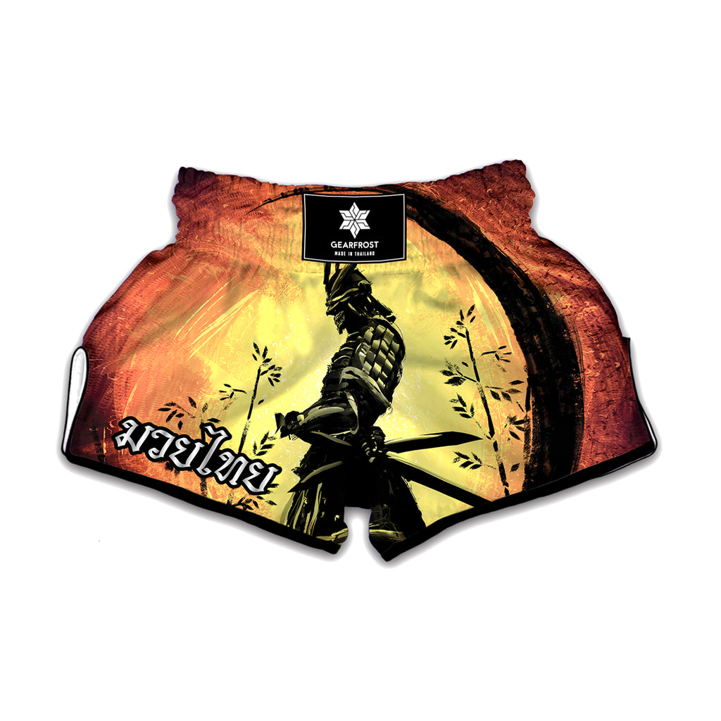 Sunset Samurai Warrior Print Muay Thai Boxing Shorts