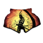 Sunset Samurai Warrior Print Muay Thai Boxing Shorts