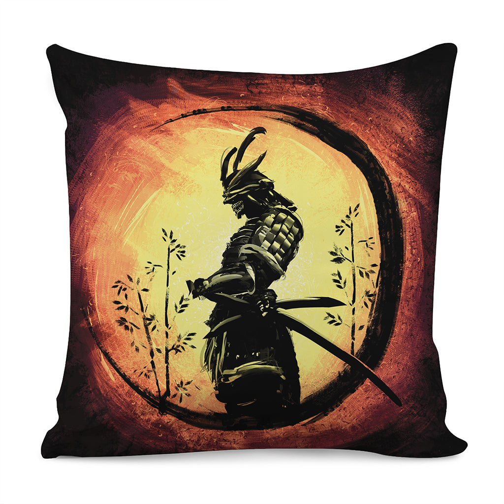 Sunset Samurai Warrior Print Pillow Cover