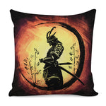 Sunset Samurai Warrior Print Pillow Cover