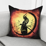 Sunset Samurai Warrior Print Pillow Cover