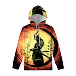 Sunset Samurai Warrior Print Pullover Hoodie