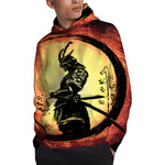 Sunset Samurai Warrior Print Pullover Hoodie