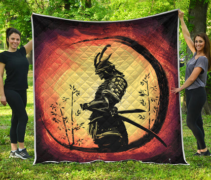 Sunset Samurai Warrior Print Quilt