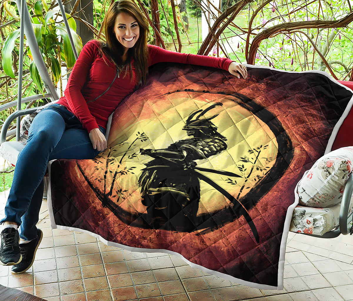 Sunset Samurai Warrior Print Quilt