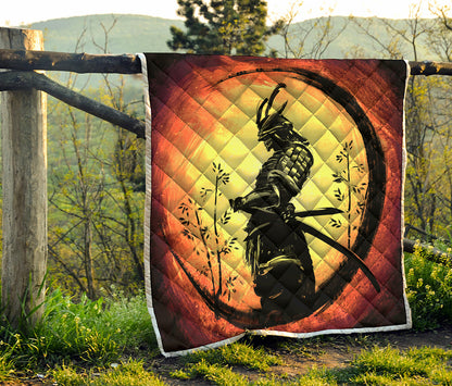 Sunset Samurai Warrior Print Quilt