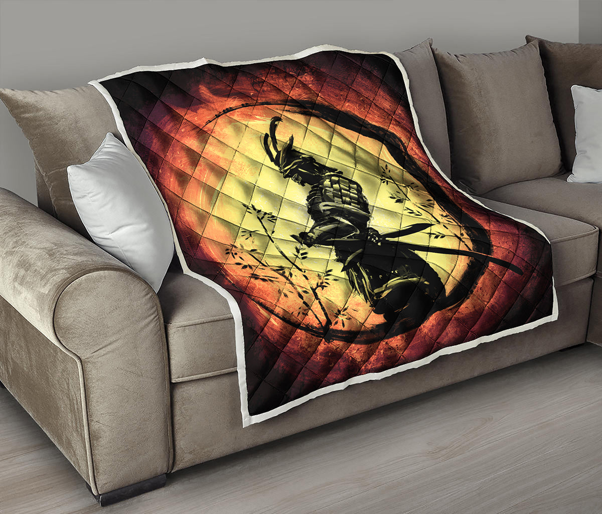 Sunset Samurai Warrior Print Quilt