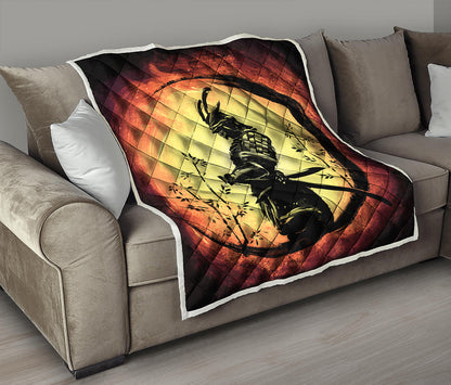 Sunset Samurai Warrior Print Quilt