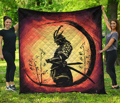 Sunset Samurai Warrior Print Quilt