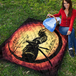 Sunset Samurai Warrior Print Quilt