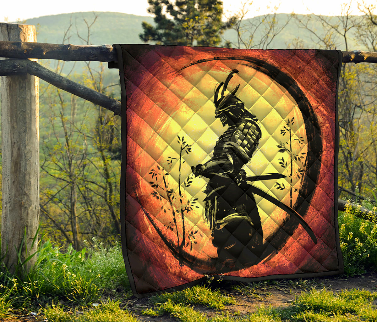 Sunset Samurai Warrior Print Quilt