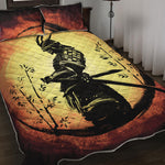 Sunset Samurai Warrior Print Quilt Bed Set