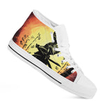 Sunset Samurai Warrior Print White High Top Shoes