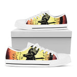 Sunset Samurai Warrior Print White Low Top Shoes