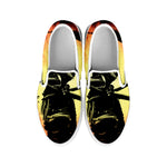 Sunset Samurai Warrior Print White Slip On Shoes