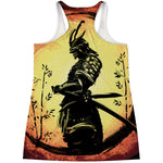 Sunset Samurai Warrior Print Women's Racerback Tank Top