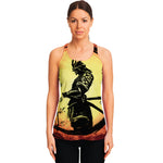 Sunset Samurai Warrior Print Women's Racerback Tank Top