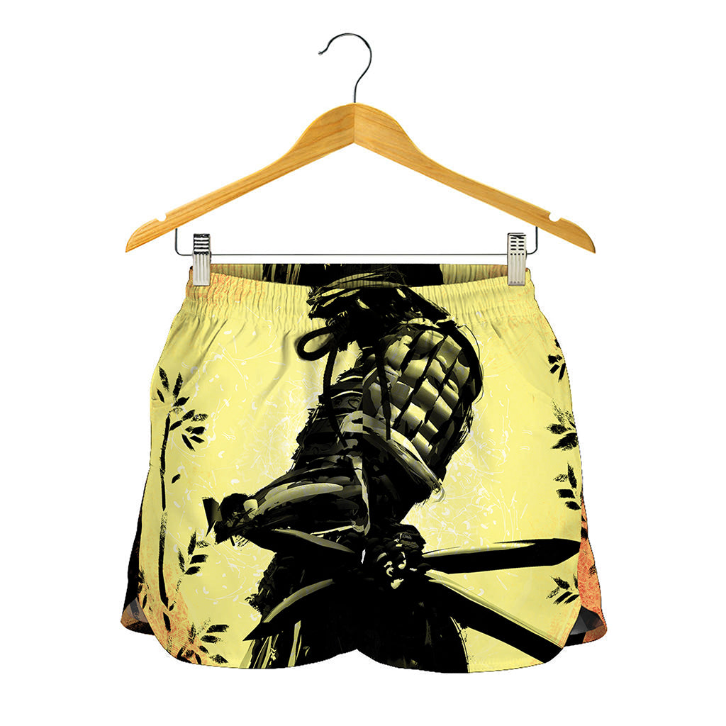 Sunset Samurai Warrior Print Women's Shorts